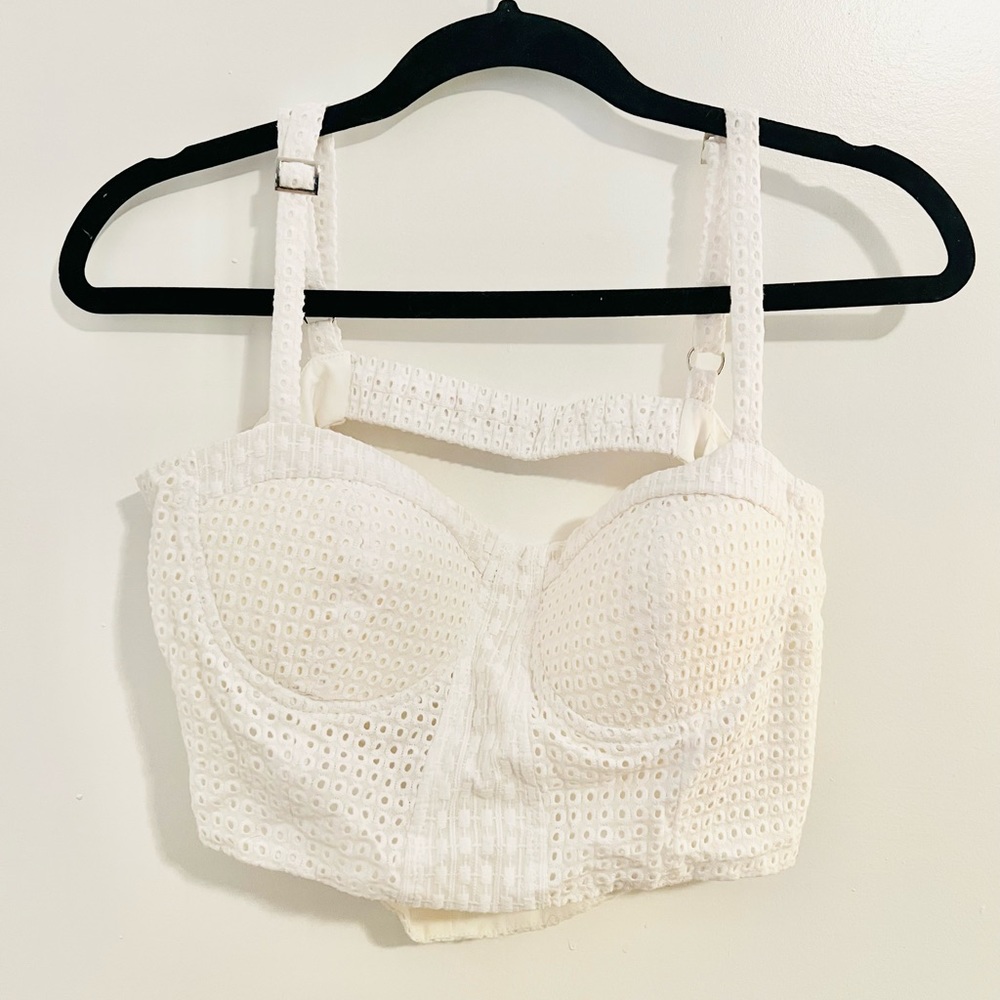 White eyelet crop top